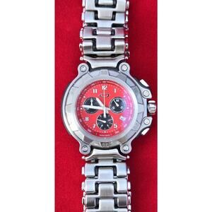 NEW Oakley Crystal Crankcase Swiss Dive Watch Red Dial Stainless Steel